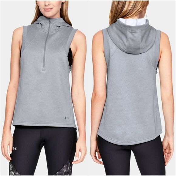 New! UNDER ARMOUR Women's Half Zip Hooded Fleece Active Vest Moisture Wicking M - Picture 1 of 5